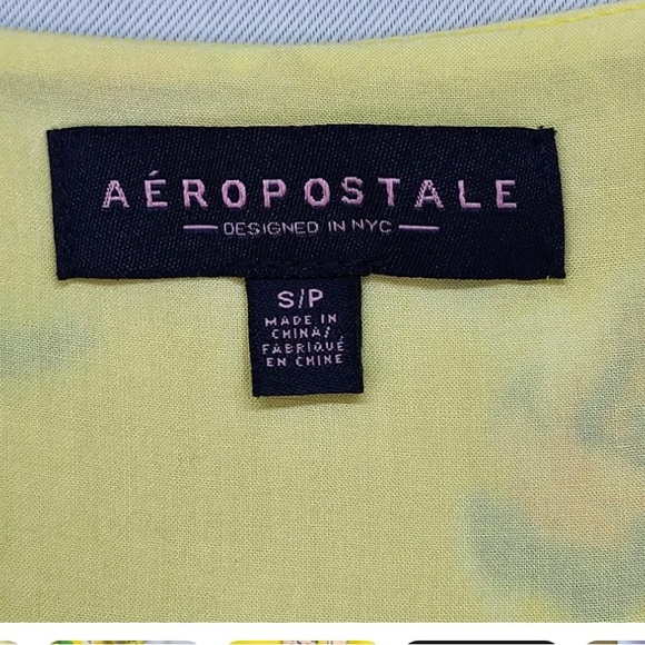 AEROPOSTALE SMALL summer dress YELLOW FLORAL RUFFLED ELASTIC WAIST SIZE SMALL - Picture 10 of 11